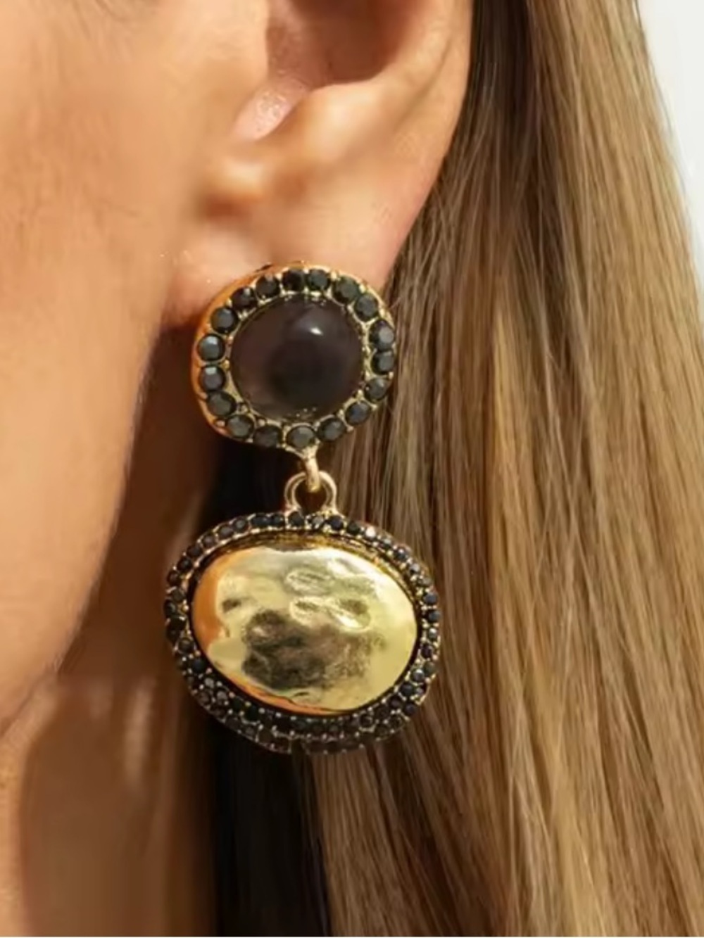 Vintage Gold and Brown Drop Earrings - Women Jewelry